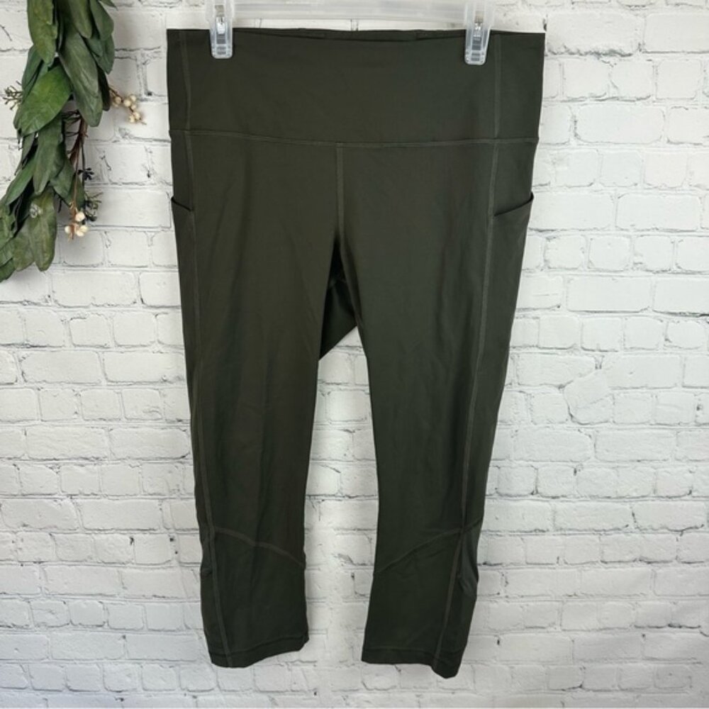 Lululemon Pace Rival High-Rise Crop 22" Olive Green Size 10